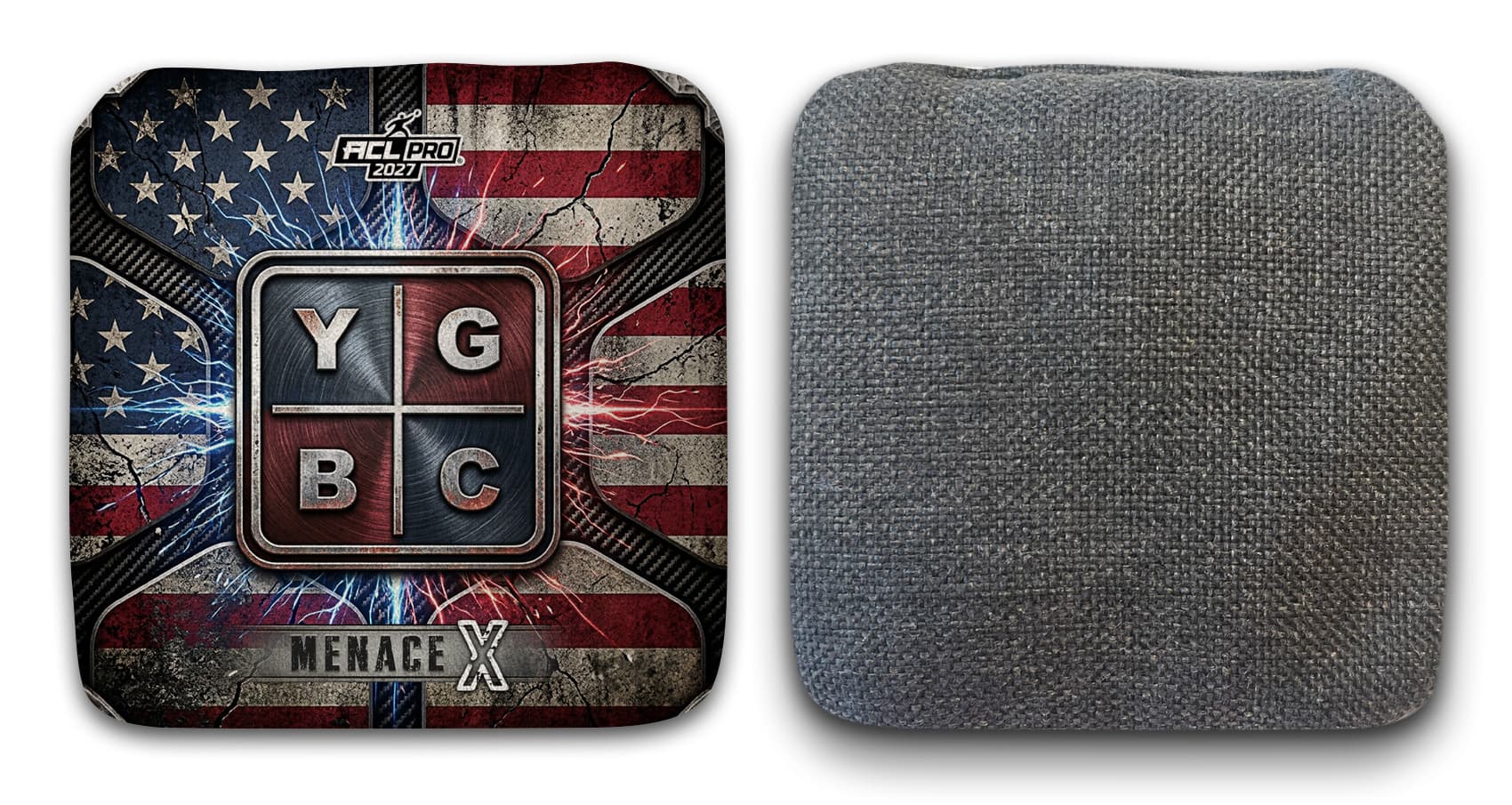 Patriotic Menace X cornhole bag set
